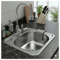 Moderm Space - Lavaplatos Simple Cuadrado 38X38 Acero Inoxidable + Griferia