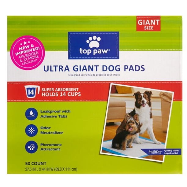 Almohadillas absorbentes para perros TOP PAW 69,8 x 111 cm, 50 unidades (2 paquetes)