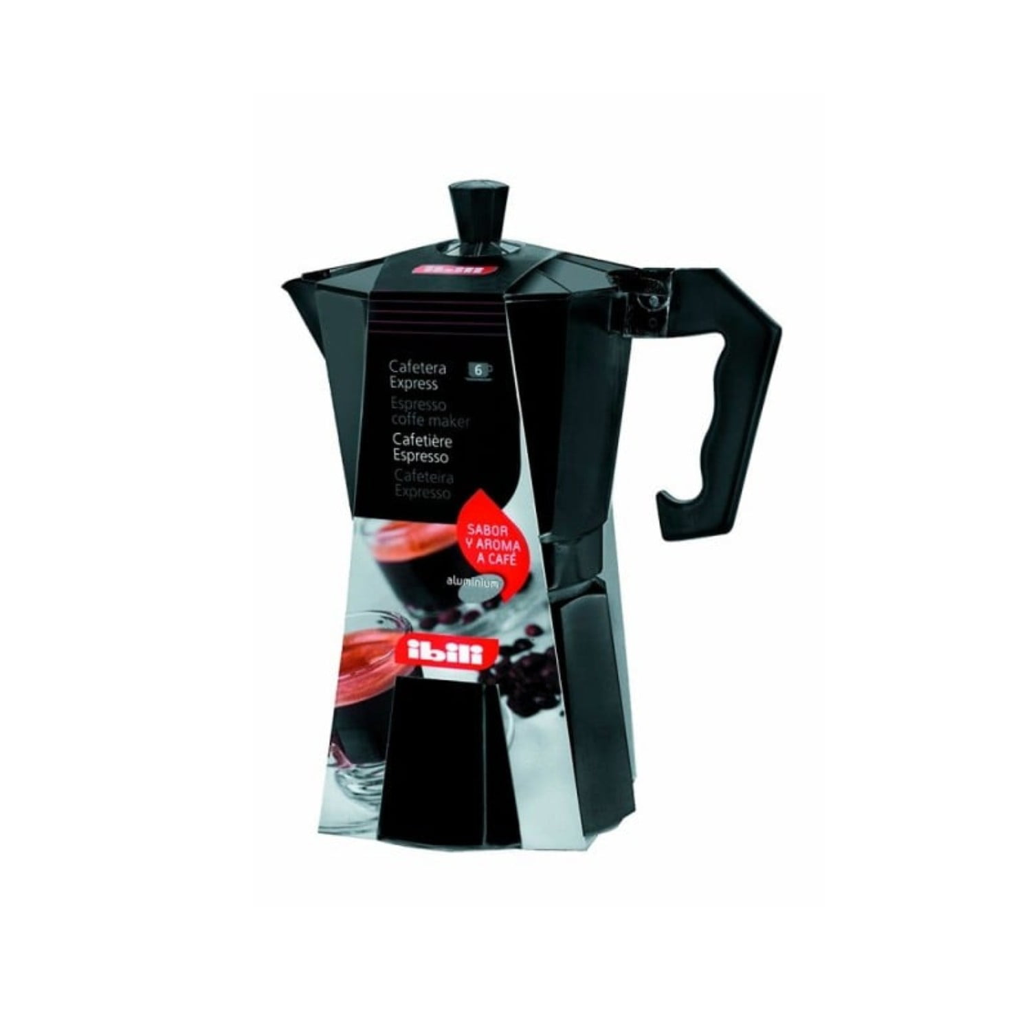 Cafetera Italiana Express 700ml Aluminio Negro Ibili
