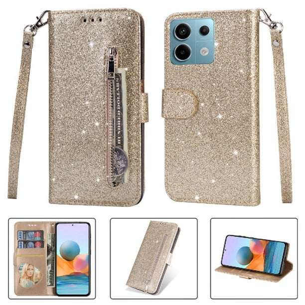Funda para FOXDOCK Elegante funda Xiaomi Poco X6 5G Glitter con cremallera-Ideal para el uso diario