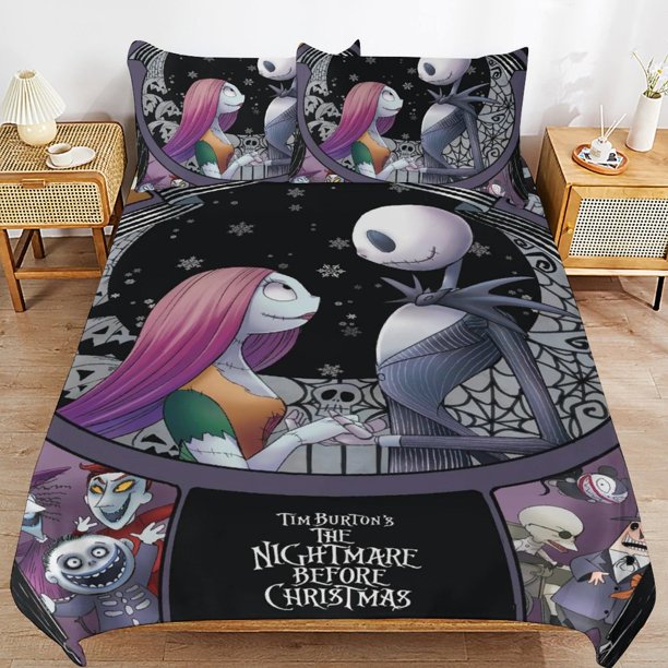 The Nightmare Before Christmas Bed Duvet Cover Microfiber Bedding Sets 3D Printed Lightweight 3 Piece Comforter Sets for Kids Boys Girls