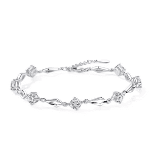Fershop - Pulsera Plateada Rombos Y Circones