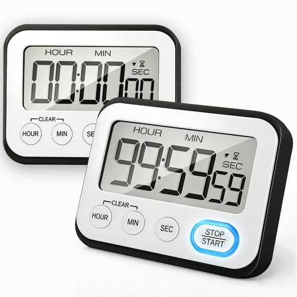 Temporizador VOULOIR 2 UNIDADES Pantalla LCD Grande Alarma Negra