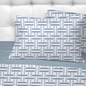 Andes - Sabana 144 Hilos Estampada 1 5 Plaza Geo Azul