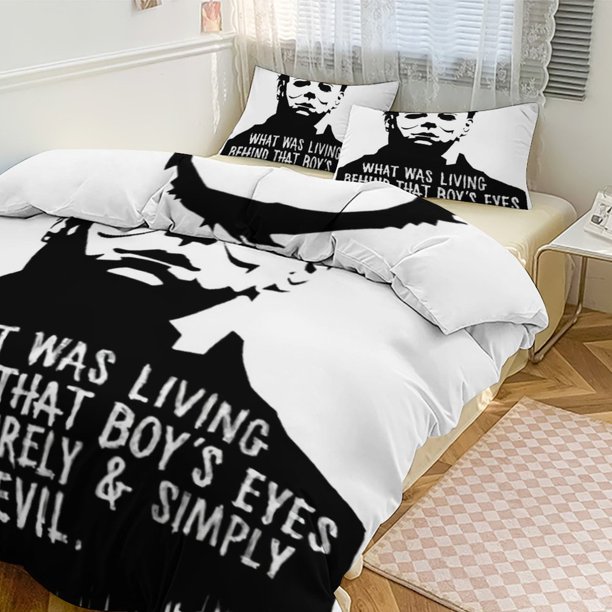 Michael Myers Print Bedding Set Pattern Duvet Cove Set 3 Pieces 1 Quilt Cover And 2 Pillowcases for Women Men Teens