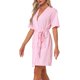 thumbnail image 4 of INSPIRE CHIC Bata de baño de punto waffle para mujer, ligera, de manga corta, con cinturón en la cintura, con bolsillos para verano y spa, talla S, rosa, 4 of 6