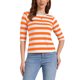 thumbnail image 1 of INSPIRE CHIC Camiseta Básica de Mujer con Mangas al Codo Cuello Redondo Ajustada Regreso a Clases Camiseta Casual Estampada Naranja Blanco L, 1 of 6