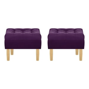 Bodevir - Set Pouf Wood 1C Felpa 05 Morado