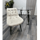 thumbnail image 2 of Silla Para Comedor Tapizado Felpa Con Diseño Cuadro Base Negra - Beige, 2 of 3