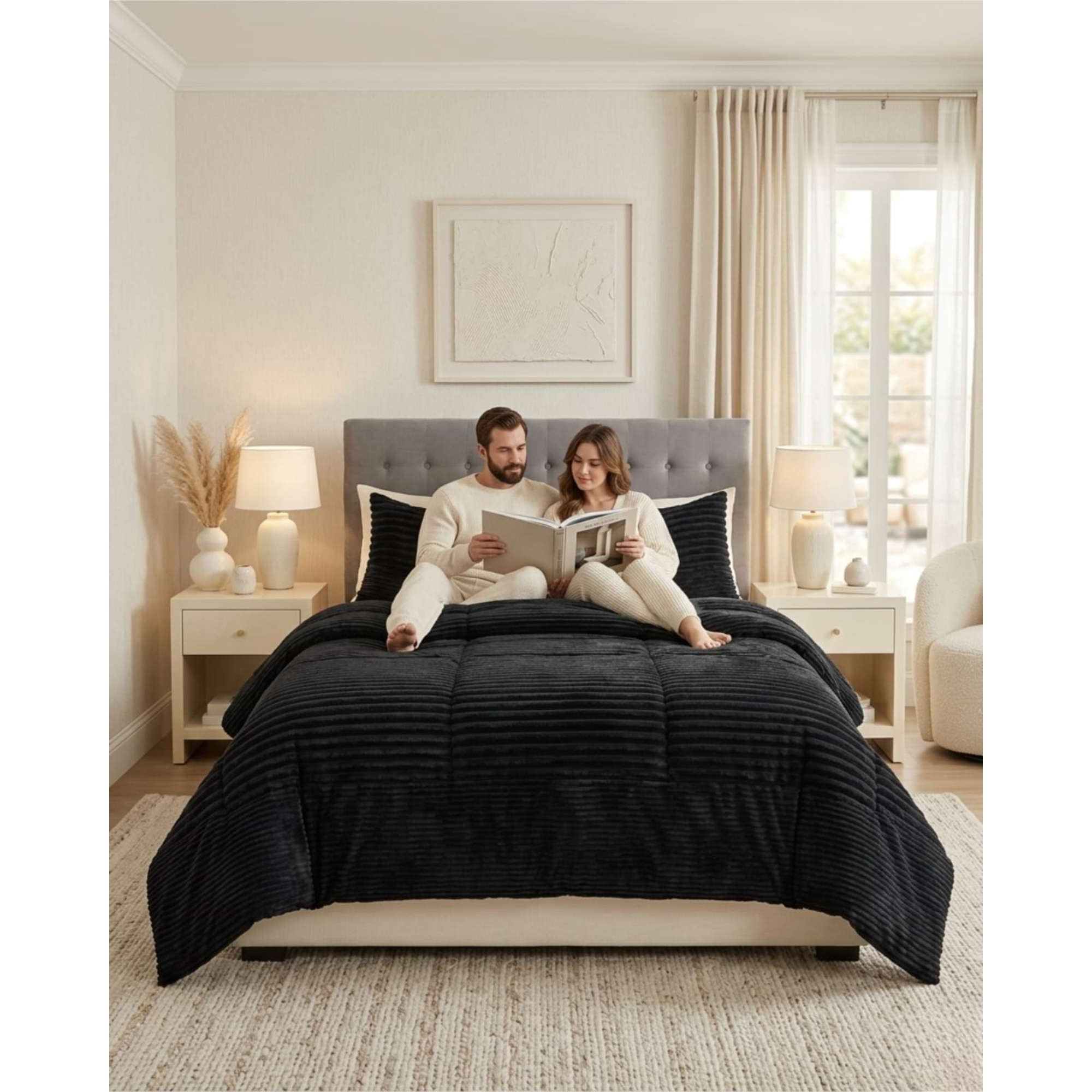 Todo Para El Hogar - Cubrecama Con Chiporro 2 Plazas Diseño Acanalado Con Fundas