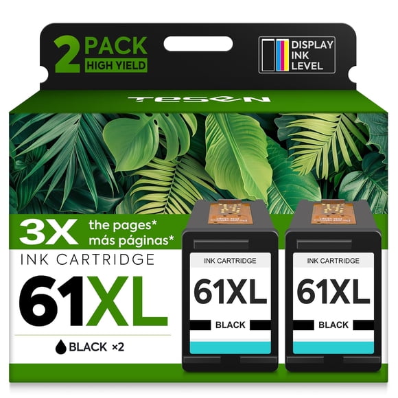 Cartucho de tinta negro TESEN 61XL, paquete de 2, para impresoras HP