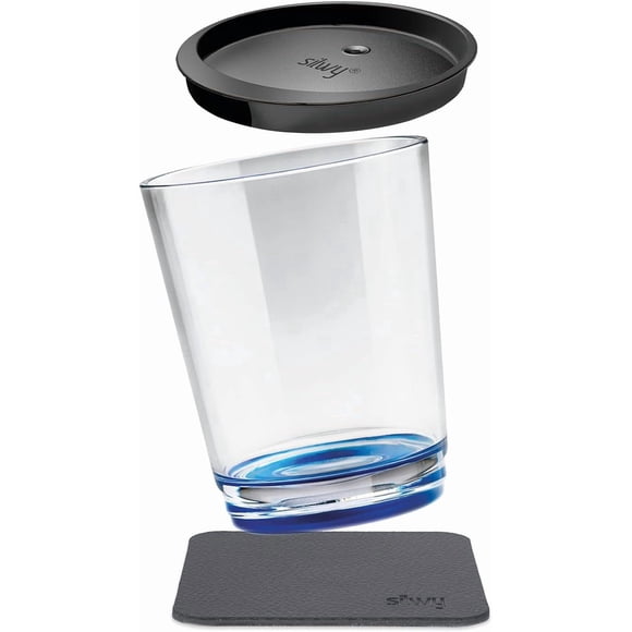 Vaso magnético silwy Lui Blue con tapa y base metálica