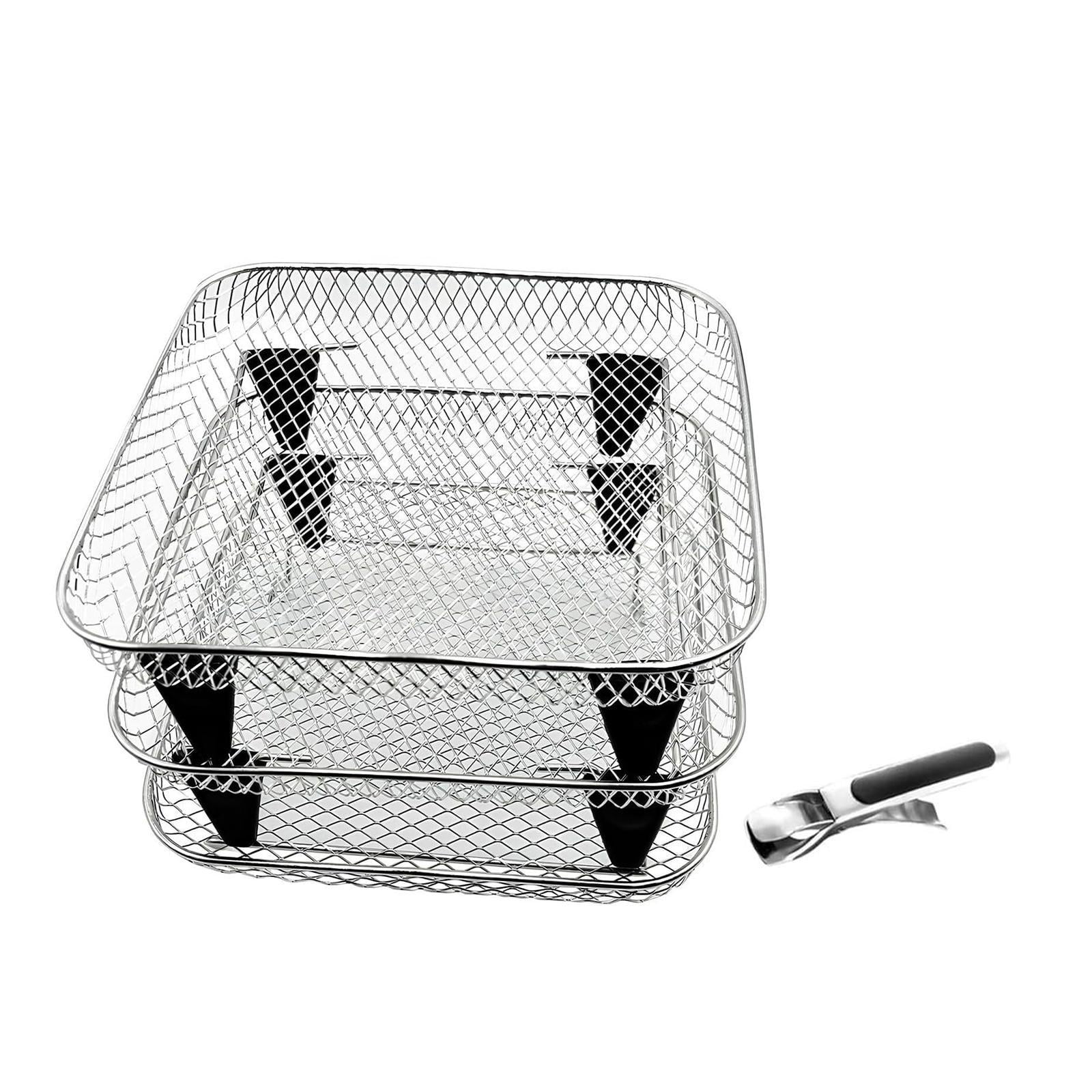 Magideal - Estante De Freidora De Aire Cuadrado Estante De Secado Apilable Resistente Fáciles De Tres Capas Multifunción De Tres Capas Para El Hogar De La Cocina