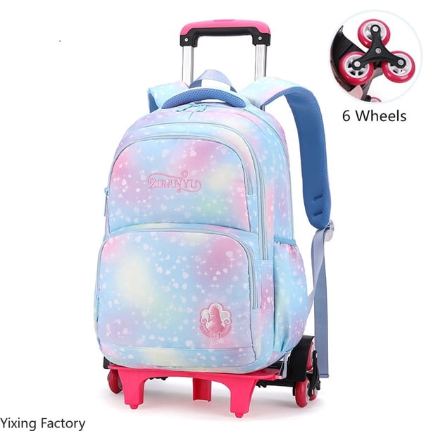 Children School Backpack Set with Wheels Students Bags for Girls Trolley Bag Cute Schoolbag Rolling Wheeled Backpack Child Girl