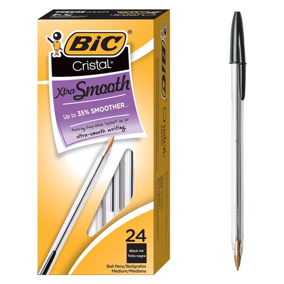 Bolígrafos BIC Cristal Xtra Smooth Black 1.0 mm, paquete de 24