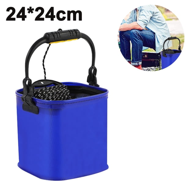 Cubo de pesca plegable, cubo de agua portátil para acampar, viajar, hacer senderismo, pescar, navegar y jardinería.