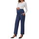 thumbnail image 2 of INSPIRE CHIC Pantalones de Maternidad de Pierna Ancha para Mujeres Sobre el Vientre Elásticos y Extensibles con Bolsillos Azul Marino XX-Grande, 2 of 6