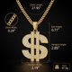 thumbnail image 2 of 2 collares con dije de signo dólar dorado y cadena estilo hip hop, 2 of 3
