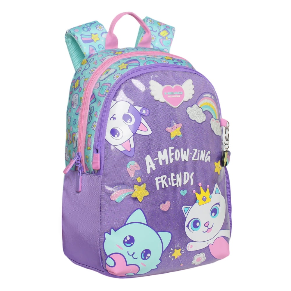 Mochila Infantil Niña Bionica Cat Print Menta Head