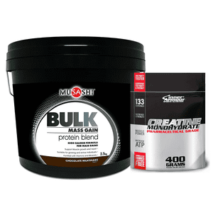 Musashi - Proteina Bulk Mass Gain Whey 5 Lbs Chocolate + Inner Armour Creatina