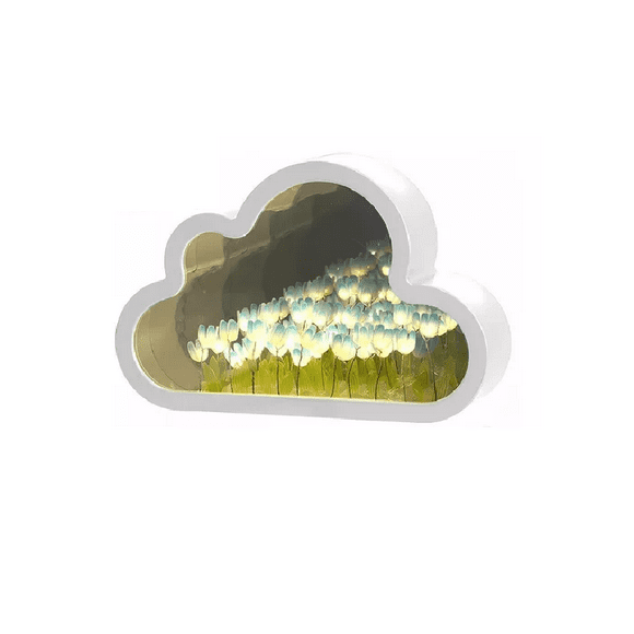 Luz Nocturna con Espejo Tulipán Nube para Dormitorio Azul