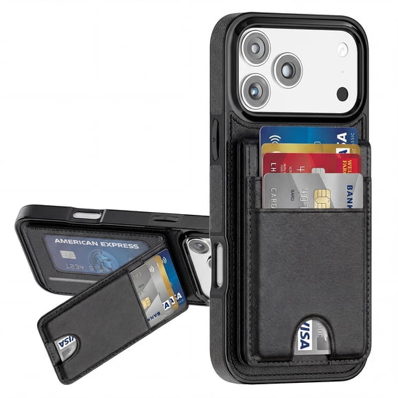 Funda Tipo Cartera Para Iphone 17 Pro Max Con Rfid Negra