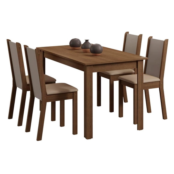 Comedor Pia Leone 4 Sillas Café