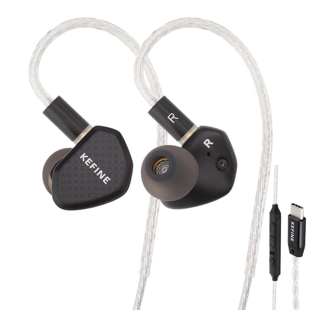 Auriculares Intraauriculares HiFi KEFINE Klean con Cable, Transductor Dinámico DLC de 10 mm, Boquillas Intercambiables y Cable Desmontable de Cobre Plateado 0,78 mm para PC y Juegos