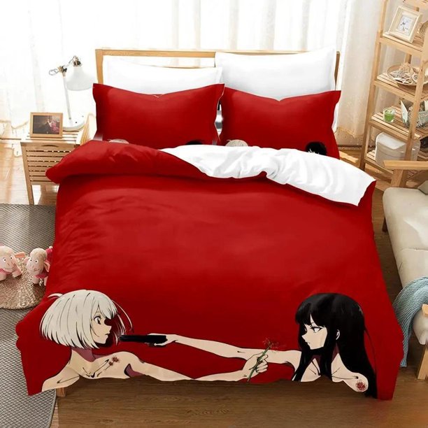New Anime Lycoris Recoil Bedding Set Duvet Cover Bed Set Quilt Cover Pillowcase Comforter Boys Adult Bedding Set Bed Sheets