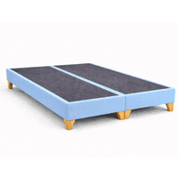 Base Cama 2 Plazas Lore Felpa Premium Celeste / Reforzada Con Patas De Madera