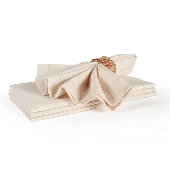 Servilletas de tela Ramanta Home, algodón y lino, 20 x 20 cm, 4 unidades, color natural