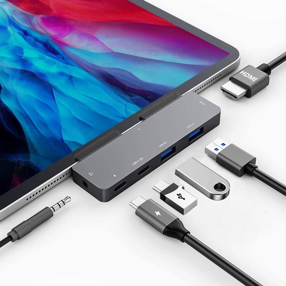 Adaptador Hub USB C GKEAPZA 6 en 1 con HDMI 4K y PD 60W para iPad Pro
