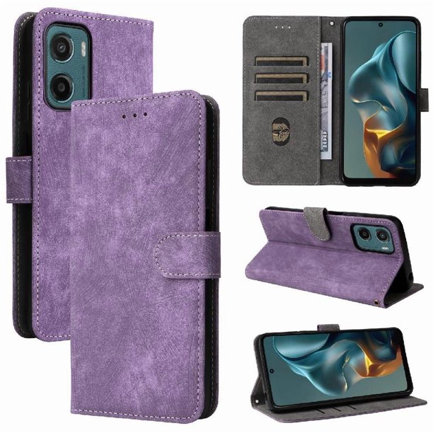 Funda Billetera para Motorola MOTO G05 4G con Soporte - Cartera de Cuero con Ranuras Morado