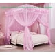 thumbnail image 3 of Cortinas de cama con dosel Mengersi, 4 esquinas, tamaño completo, rosa, 3 of 7