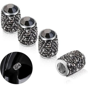 Veat00L - Tapones De Válvula De Vástago De Neumático, Tapas De Vidrio Para Neumáticos Brillantes Con Diamantes De Imitación Universales, A Prueba De Polvo, Para Automóvil, Suv, Motocicleta, Bicicleta, Camión