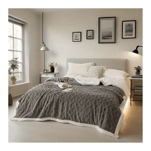 Genérico - Frazada Manta Polar Con Sherpa Térmica 2 Plazas Con Relieve Y Colores Variados