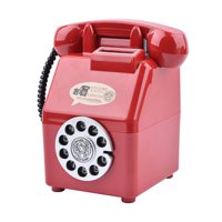 Magideal - Alcancía De Teléfono Retro, Tarro Para Ahorrar Dinero, Accesorios De Fotografía De Dibujos Animados, Caja De Ahorro De Dinero Para Teléfono Para Sala Rojo