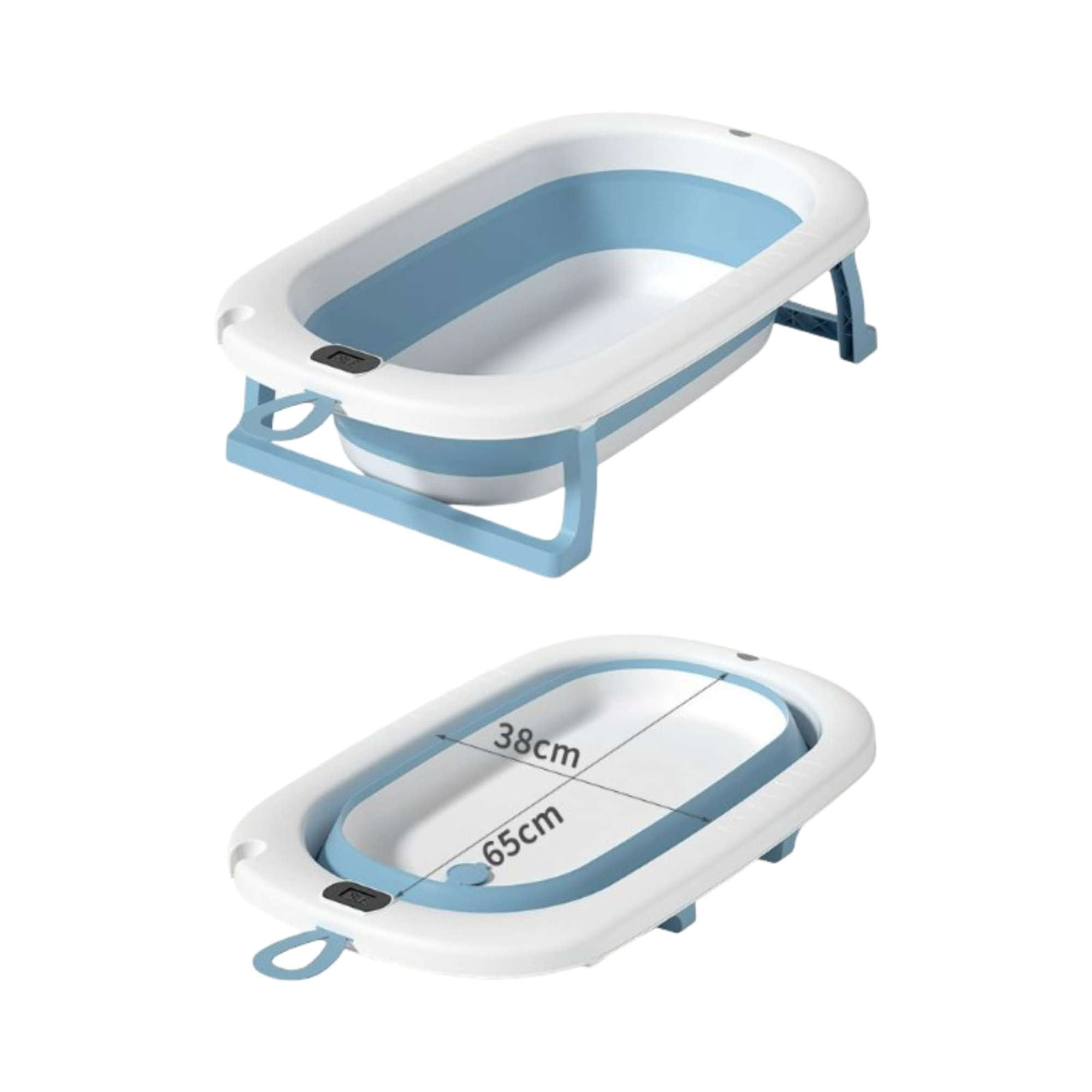 Decoideasemi - Bañera Tina Bebe Plegable Plegable Con Termometro Y Cojín Azul