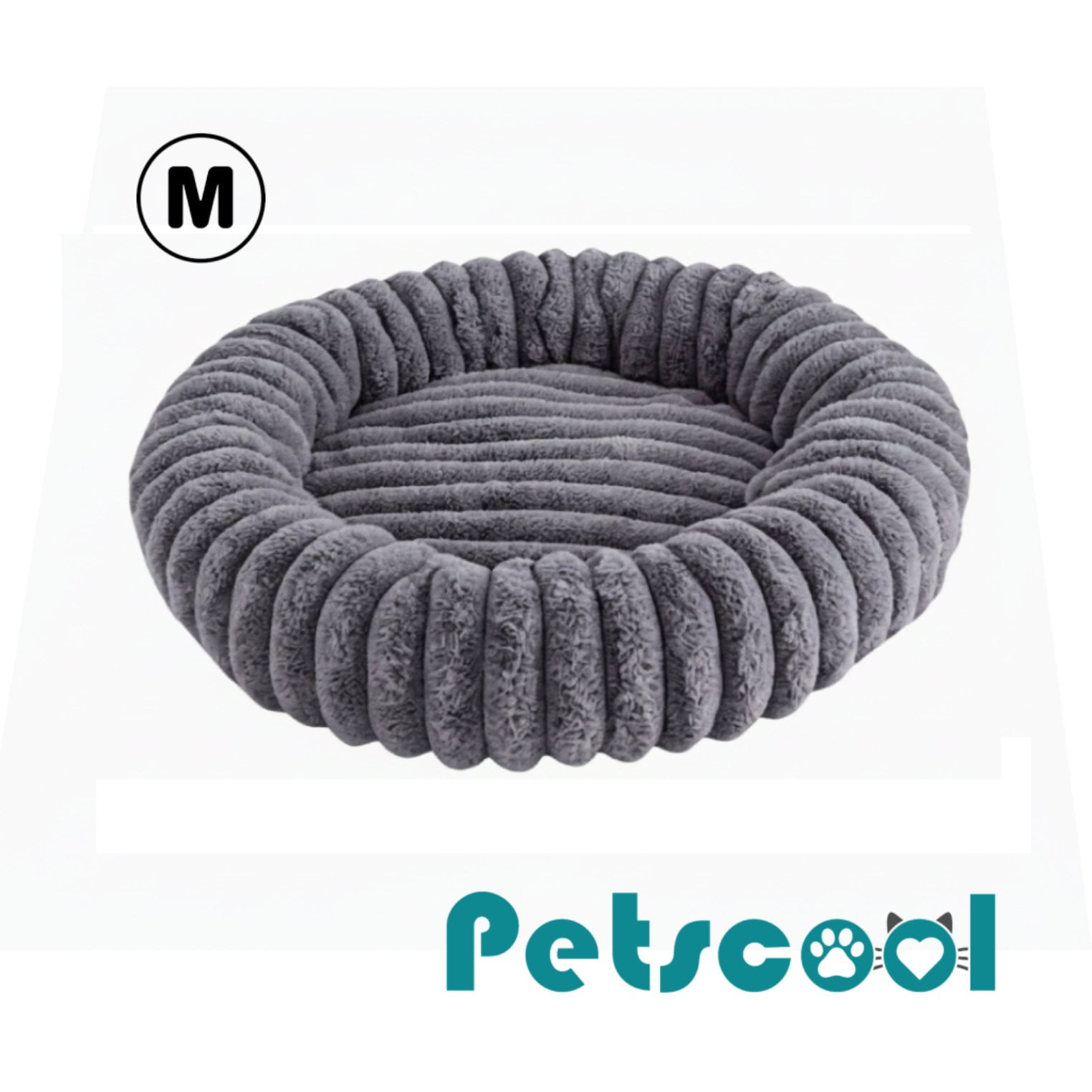 Cama Nido Donut Mascotas M Petscool Gris 60 Cm Antiansiedad Perro Gato