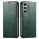 thumbnail image 1 of Funda tipo cartera para Samsung Galaxy A55 de piel con cierre magnético, ranuras para tarjetas y correa para la muñeca Verde, 1 of 6