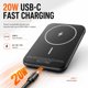 thumbnail image 3 of Banco de energía ReelCharge 5000 mAh inalámbrico de vidrio gris, 3 of 6