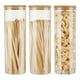 thumbnail image 1 of 3 Frascos Contenedor Vidrio Tapa Bambu 2000ml Transparente, 1 of 3