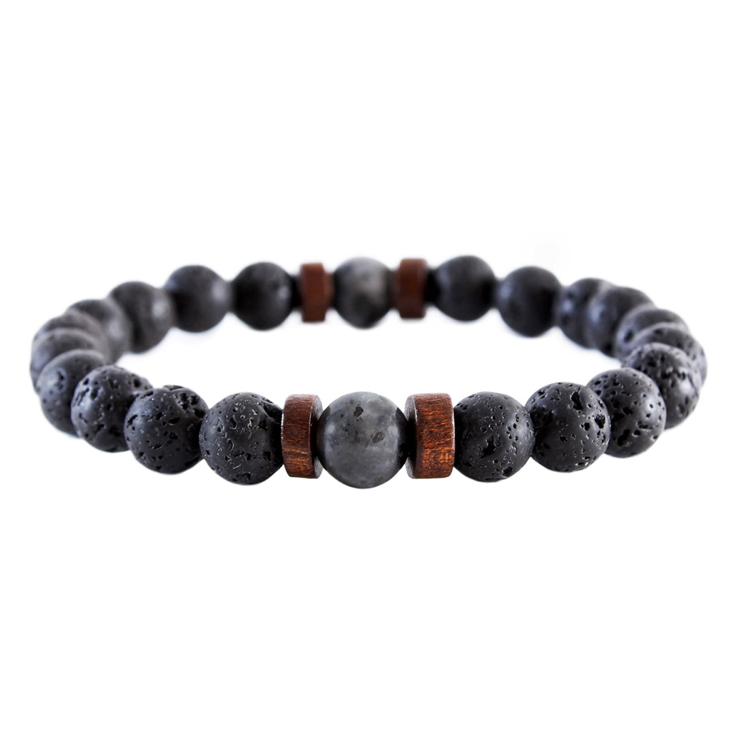 Millam - Pulsera Unisex Elástica Con Piedra Volcánica Y Larvikita
