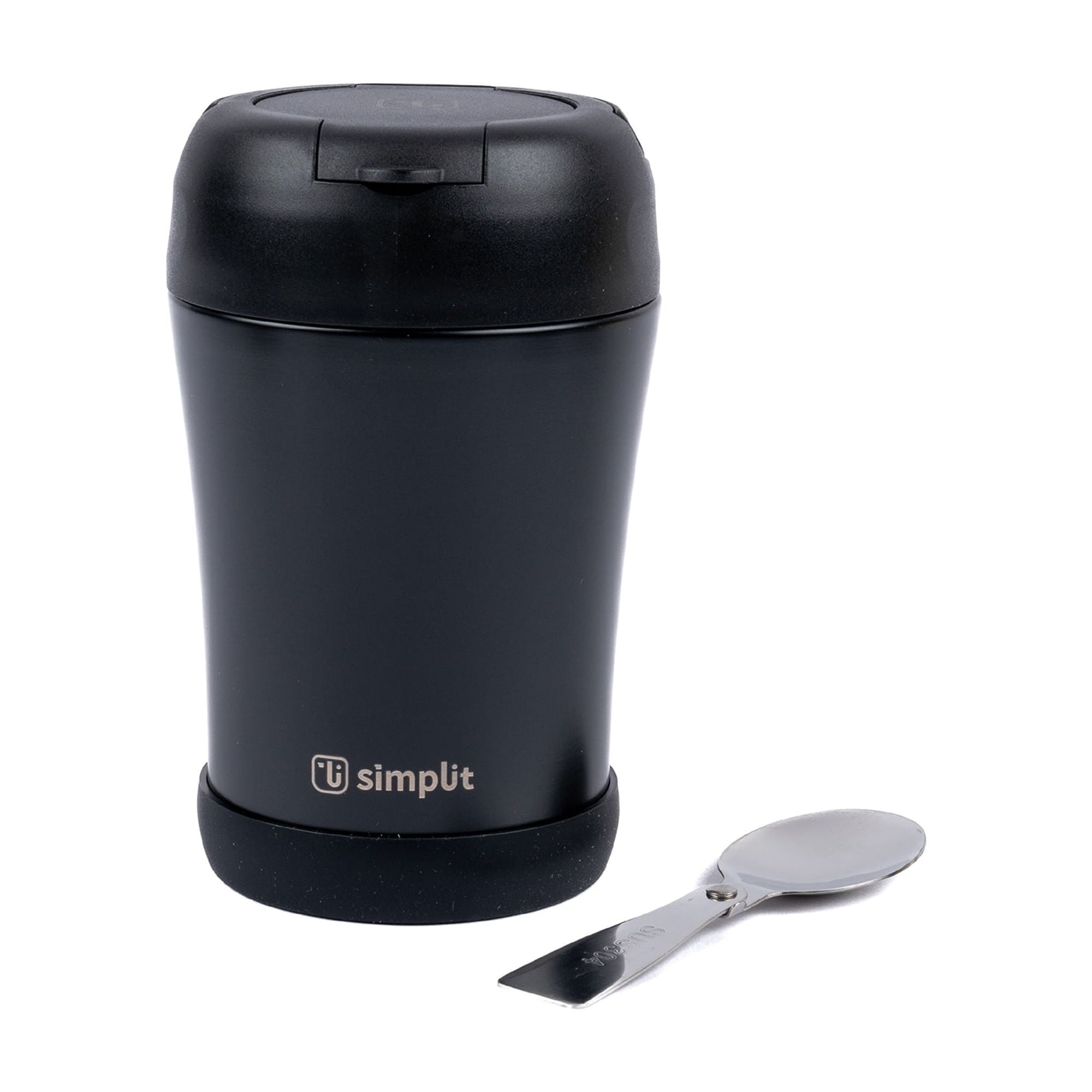 Termo Comida 400ml Negro Cuchara Acero Inox Simplit