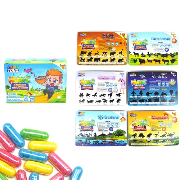 Criaturas Cápsula Mágica GosuToys 6 paquetes temáticos con 12 cápsulas