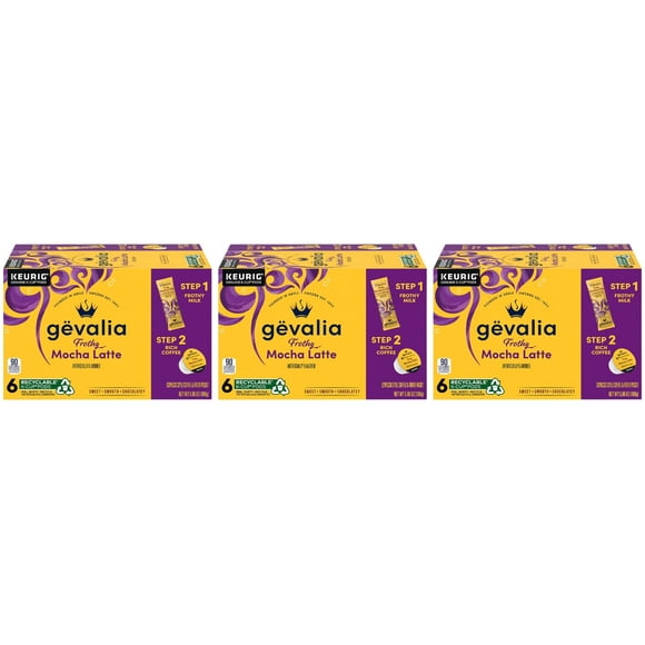 Copas K-Cup y espumas Coffee Gevalia, 2 pasos, moca latte, 6 x 180 ml