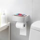thumbnail image 3 of Portarrollos de papel higiénico con estante y espacio de almacenamiento, dispensador de toallitas húmedas para baño, montaje en pared de acero inoxidable: oculta tus toallitas (grande, níquel cepillad, 3 of 6