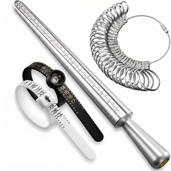 Set de 4 piezas de medidor de anillos Simhevn en metal plateado