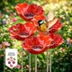 thumbnail image 1 of Estacas jardín flor metal hechas mano 5 uds estación riego abejas diseño floral jardín, 1 of 7