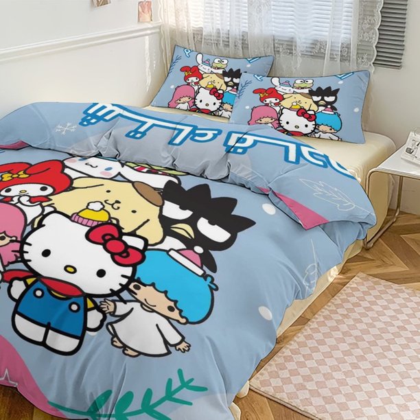 Cute Hello Kitty Bedding Sets for Girl Women Twin Size Comforter Set